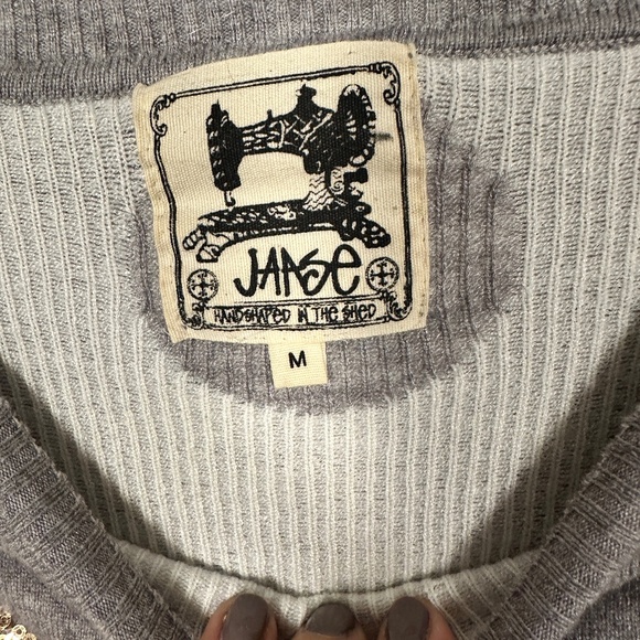 Cozy Gray Sequin Polka Dot Sweate - Picture 6 of 10